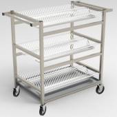 Тележка для сушки тарелок 3-х уровневая с поддоном 1100*600*1100 (НЕРЖ), колеса 125мм