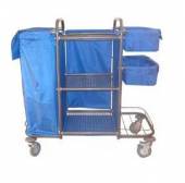 Тележка для горничных ТГ1.1 ОЛДАК 3 сетчатые полки, 2 корзины, подставка, мешок 110л Тележка для горничных ТГ1.1 ОЛДАК 3 сетчатые полки, 2 корзины, подставка, мешок 110л