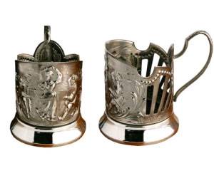 Подстаканник никелир. с чернью "Русские пляски" Кольчугцветмет