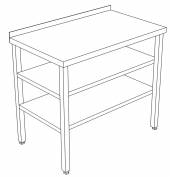 СП2П стол производственный с 2-мя полками и бортом 1500*500*850