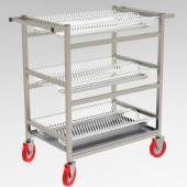 Тележка для сушки тарелок 3-х уровневая с поддоном 1000*600*1140 (НЕРЖ), колеса 160мм