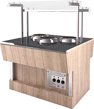 Мармит первых блюд Refettorio (шведский стол островной) RМ41SD каменная столешница, 2 супницы