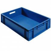 Контейнер 600х400х100мм прямой, сплошной, синий с ручками 65523