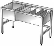 Барная станция 1600*600*850, с бортом, ванной моечной гл. 300, нерж.