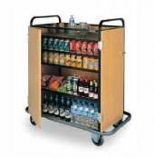 Тележка для напитков ТГ11.6 ОЛДАК 4 полки, верхняя с бортом, шкафчик МДФ с замком Тележка для напитков ТГ11.6 ОЛДАК 4 полки, верхняя с бортом, шкафчик МДФ с замком