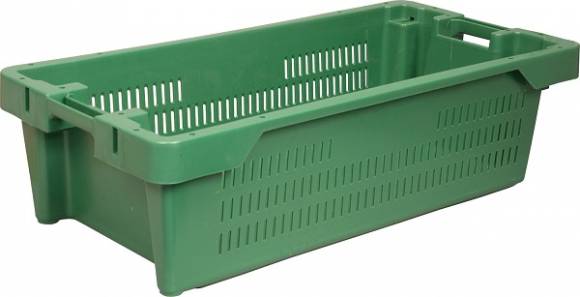 Ящик 800*400*225 мм. для рыбы конусный перфорир, зеленый 72321