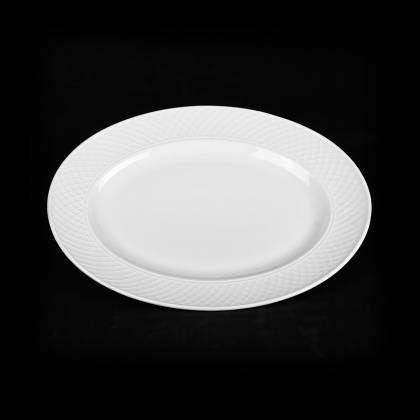 Блюдо овальное 285х225мм с орнаментом Corone Palazzo фарфор белый LQ-QK15064B фк066 Блюдо овальное 285х225мм с орнаментом Corone Palazzo фарфор белый LQ-QK15064B фк066