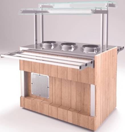 Мармит первых блюд Refettorio (шведский стол островной) RМ42АD нерж. столешница, 3 супницы