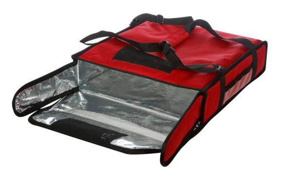 Термосумка на 2 пиццы 420х420х100мм фольгированная красная 515