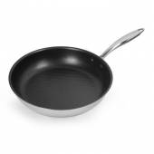 Сковорода 260/55мм нерж. с рифленым дном антиприг. покрытие, Luxstahl кт2917