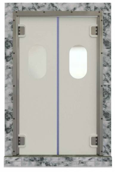 Маятниковая дверь двухстворчатая пластиковая с фиксацией полотна 90МДД(Пст-Fix90)-1800.2500-15 Маятниковая дверь двухстворчатая пластиковая с фиксацией полотна 90МДД(Пст-Fix90)-1800.2500-15