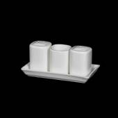 Набор для специй 3 предмета на подставке Corone Carre фарфор белый LQ-QX0007 фк083 Набор для специй 3 предмета на подставке Corone Carre фарфор белый LQ-QX0007 фк083