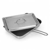 Сковорода для рыбы 280x186х42 нерж. антиприг. покрытие, с крышкой Luxstahl кт2915