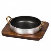Сковородка алюминий с антипригарным покрытием 750 мл для подачи на деревянной подставке SG-75718(C)
