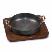 Сковородка алюминий с анодированным покрытием 750 мл для подачи на деревянной подставке SG-77718(C)