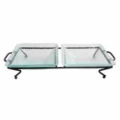 Блюдо для выкладки стеклянное с металлическим основанием 340*150*65 мм P.L. P22069 Блюдо для выкладки стеклянное с металлическим основанием 340*150*65 мм P.L. P22069