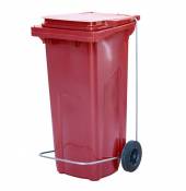 Бак для мусора 120 л 55*45*96 см. красный, с крышкой на колёсах с педалью 68444