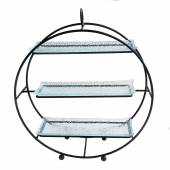 Сет из трех стеклянных блюд для выкладки на металлическом основании 330*110*360 мм P.L. P21120 Сет из трех стеклянных блюд для выкладки на металлическом основании 330*110*360 мм P.L. P21120