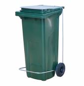 Бак для мусора 120 л 55*45*96 см. зеленый, с крышкой на колёсах с педалью 57562