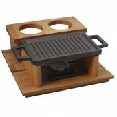 Сковорода-гриль 220х150мм чугун две ручки подставка с подогревом LAVA ECO   LV HP 2215 T13 K44