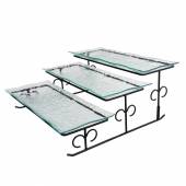 Сет из трех стеклянных блюд для выкладки на металлическом основании 350*340*160 мм P.L. P2063 Сет из трех стеклянных блюд для выкладки на металлическом основании 350*340*160 мм P.L. P2063