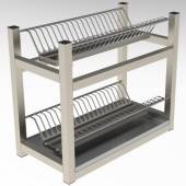 Полка для сушки тарелок 2-х уровневая 700*300*500 (НЕРЖ) с поддоном
