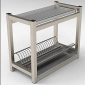 Полка для сушки тарелок и стаканов 2-х уровневая 800*300*500 (нерж) с поддоном