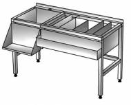 Барная станция 1500*600(800)*850, с подставкой (200), рельсой, ванной моечной гл. 300, нерж.
