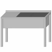 Стол производственный с двумя ваннами цельнотянутыми 1900*500*850 гл.200 мм с бортом