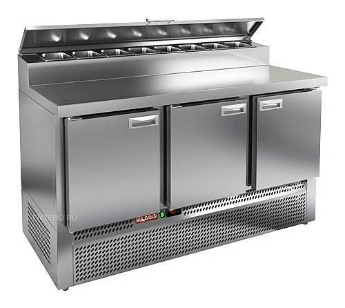 Стол для пиццы Hicold PZE2-111GN (1/6) СТЕКЛО (агрегат внизу)