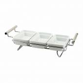 Подставка хромированная с тремя фарфоровыми блюдами, 38*15 см Proff Cuisine 271503 Подставка хромированная с тремя фарфоровыми блюдами, 38*15 см Proff Cuisine 271503