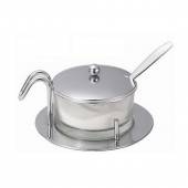 Сахарница/пармезанница 200 мл. d=90 мм. нерж+стекло с ложкой /1/12/48 Сахарница/пармезанница 200 мл. d=90 мм. нерж+стекло с ложкой /1/12/48