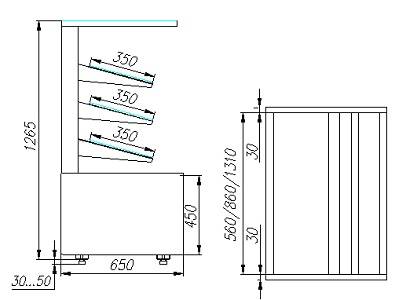 Витрина хлебная KC70 N 1,3-2 LIGHT Bread 9006-9005 (без стекла) (Хлебная 1,3 Сarboma Cube ТЕХНО)