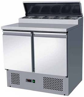 Стол холодильный саладетта 2-дверный GN1/1 с витриной 5хGN1/6 Koreco PS200 нерж. 8793