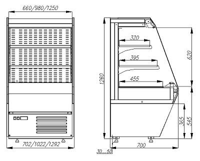 Стеллаж холодильный полувертикальный F13-07 VM 0,7-2 0020 стеклопакет (Carboma 1260/700 ВХСп-0,7)