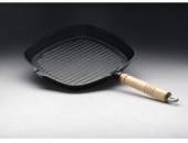 Сковорода-гриль 250х250мм чугун деервянная ручка носик Luxstahl  [HE87].