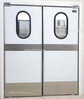 Маятниковая дверь двустворчатая МДД (ОН)-1500.2200-40 (RAL шагрень) рама в обхват ,окна