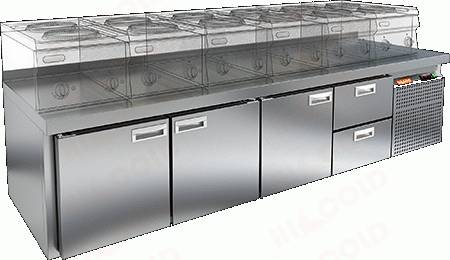 Стол холодильный HICOLD SN 1112/TN LT SH  3 двери 2 ящика 